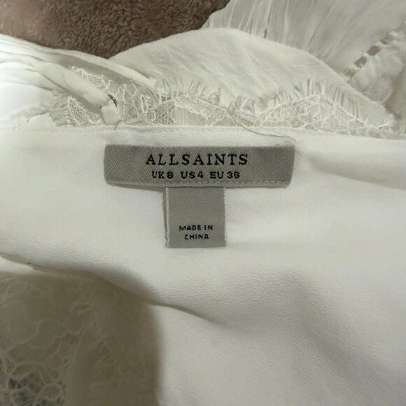 ALLSAINTS White Lace Trim Flowy Camisole Size 4 NWOT - Picture 6 of 6